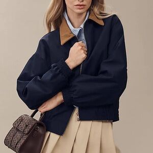 Navy and Tan Women's Jacket